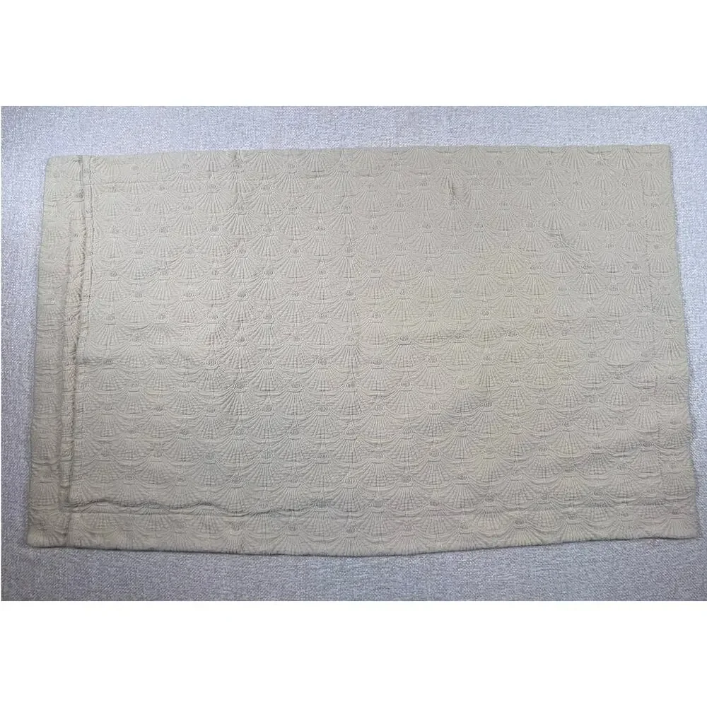 Peacock Alley Lot of 2 Cream Egyptian Cotton Champagne Fan/Shell Pattern Shams